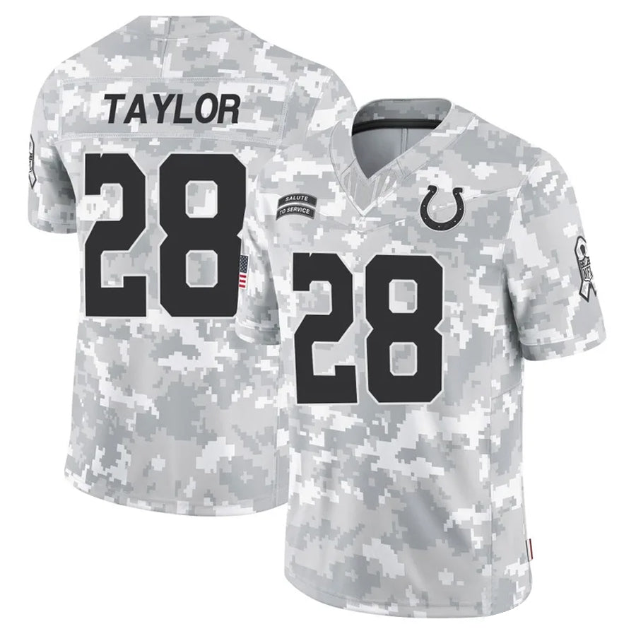 Choea IN.Colts #28 Jonathan Taylor Player Arctic Camo Salute to Service Limited Stitched Jerseys