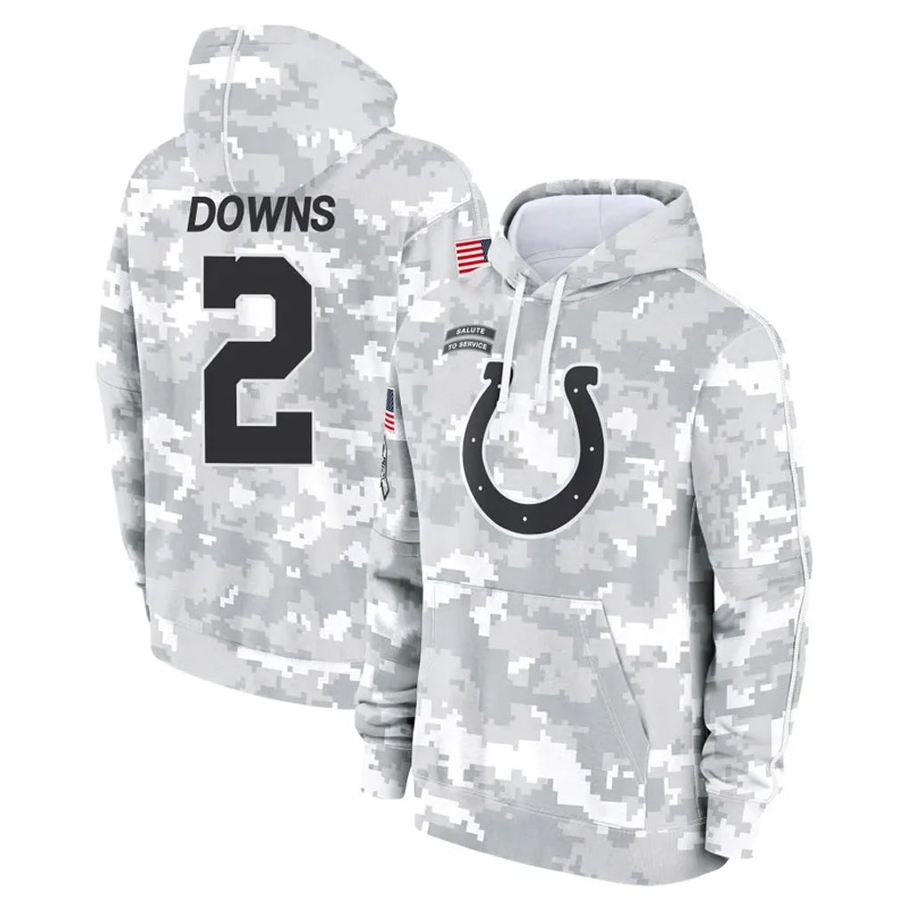 Choea IN.Colts #2 Josh Downs Player Arctic Camo Salute to Service Hoodies Limited Game Stitched Jerseys