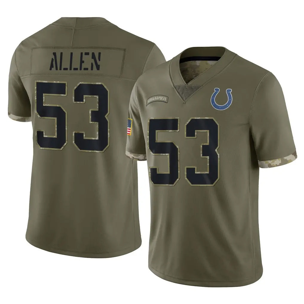 Choea IN.Colts #53 CJ Allen Player Olive Salute To Service Limited Stitched Jerseys