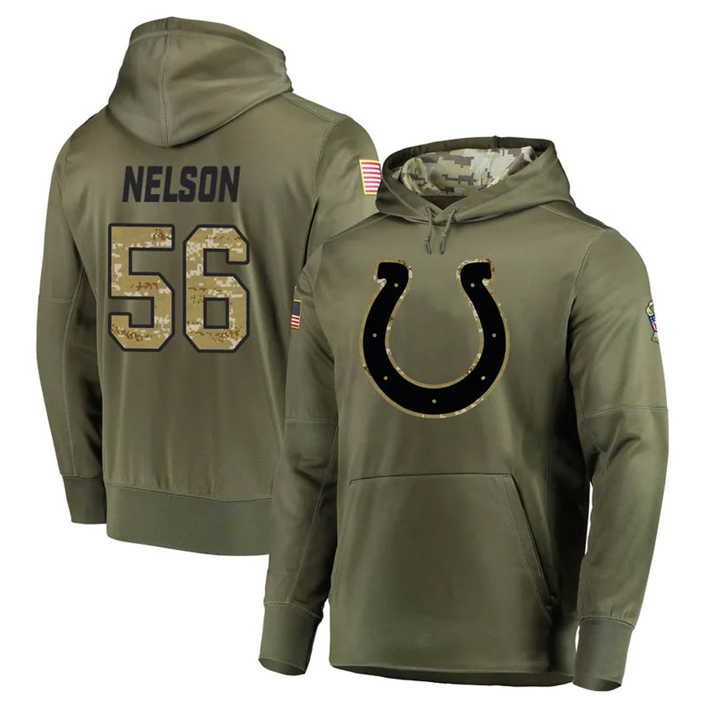 Choea IN.Colts #56 Quenton Nelson Player Olive Salute to Service Pullover Hoodies Home Game Stitched Jerseys