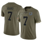 Choea IN.Colts #7 Charvarius Ward Sr. Player Olive Salute To Service Limited Stitched Jerseys