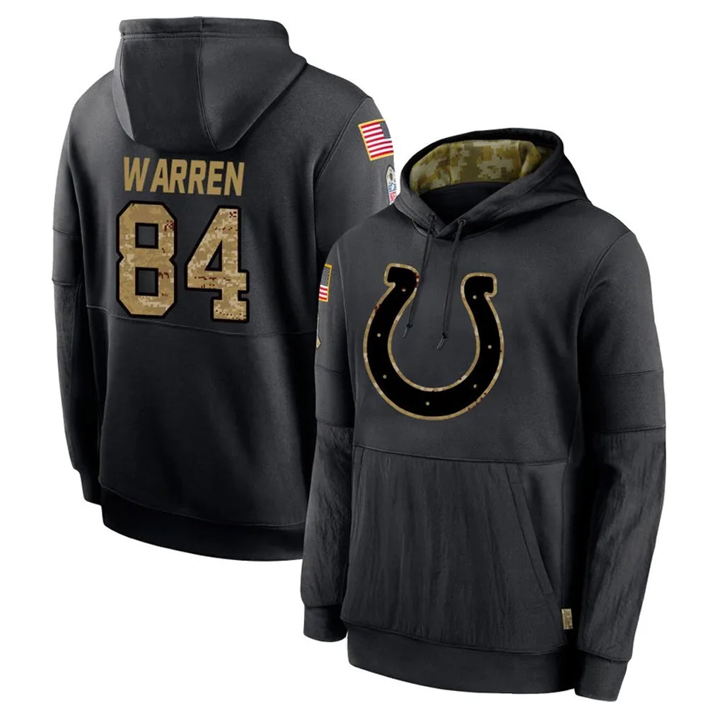 Choea IN.Colts #84 Tyler Warren Player Black Salute to Service Hoodies Limited Game Stitched Jerseys