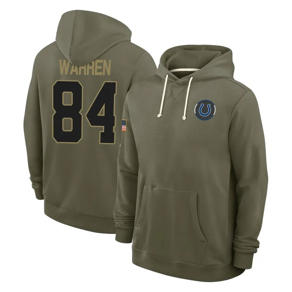 Choea IN.Colts #84 Tyler Warren Player Olive Salute to Service Pullover Hoodies Limited Stitched Jerseys