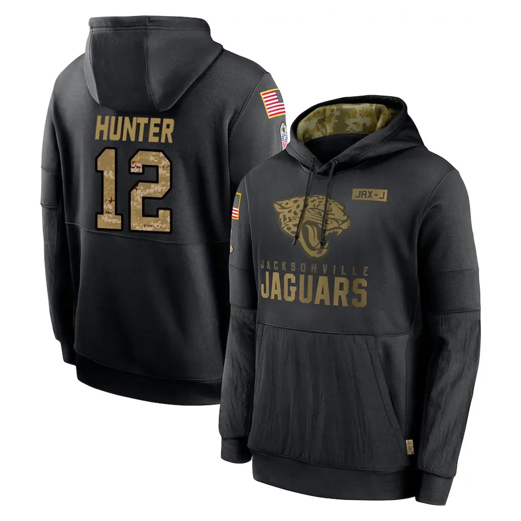 Choea J.Jaguars #12 Travis Hunter Player Black Salute to Service Hoodies Limited Game Stitched Jerseys