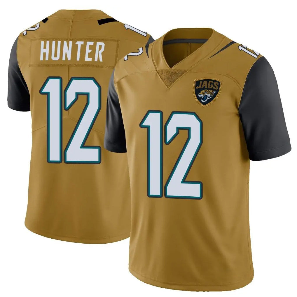 Choea J.Jaguars #12 Travis Hunter Player Gold Vapor Limited Home Game Stitched Jerseys