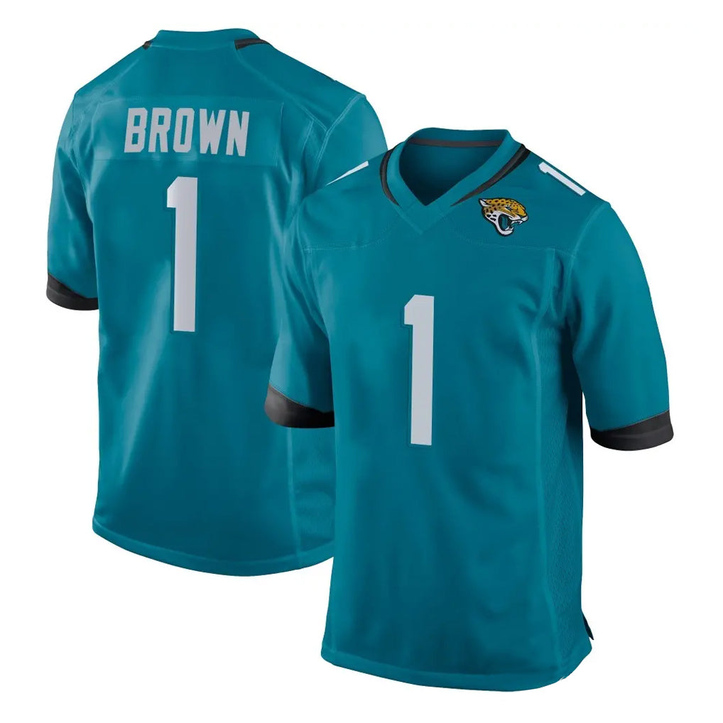 Choea J.Jaguars #1 Montaric Brown Player Teal Home Game Stitched Jerseys