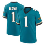 Choea J.Jaguars #1 Montaric Brown Player Teal Prowler Throwback Limited Home Game Stitched Jerseys