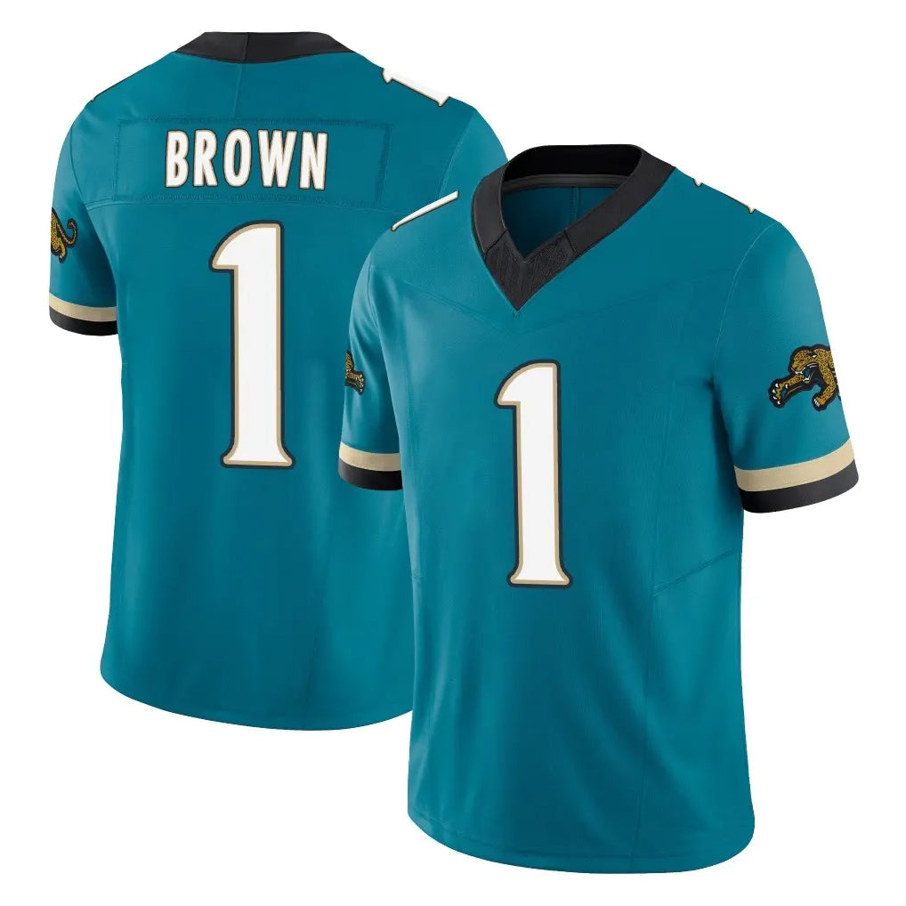 Choea J.Jaguars #1 Montaric Brown Player Teal Prowler Throwback Vapor F.U.S.E. Limited Home Game Stitched Jerseys