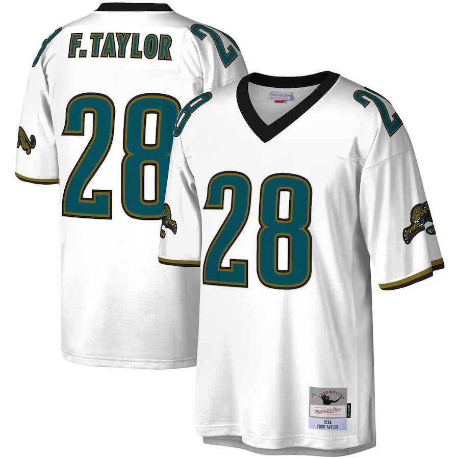Choea J.Jaguars #28 Fred Taylor Player Mitchell & Ness White Legacy Replica Stitched Jerseys