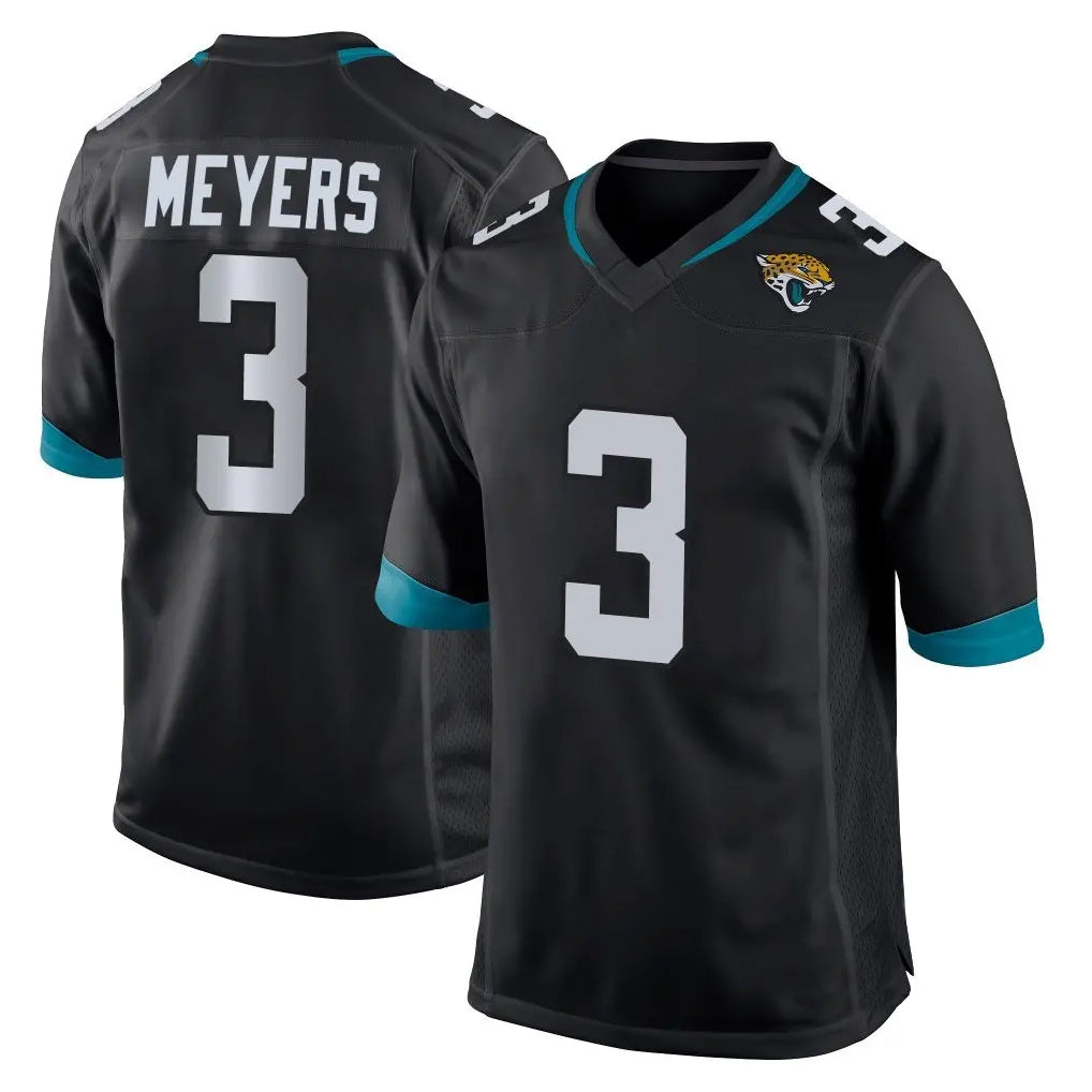 Choea J.Jaguars #3 Jakobi Meyers Player Black Home Game Stitched Jerseys