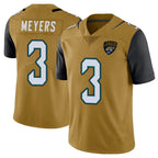 Choea J.Jaguars #3 Jakobi Meyers Player Gold Vapor Limited Home Game Stitched Jerseys