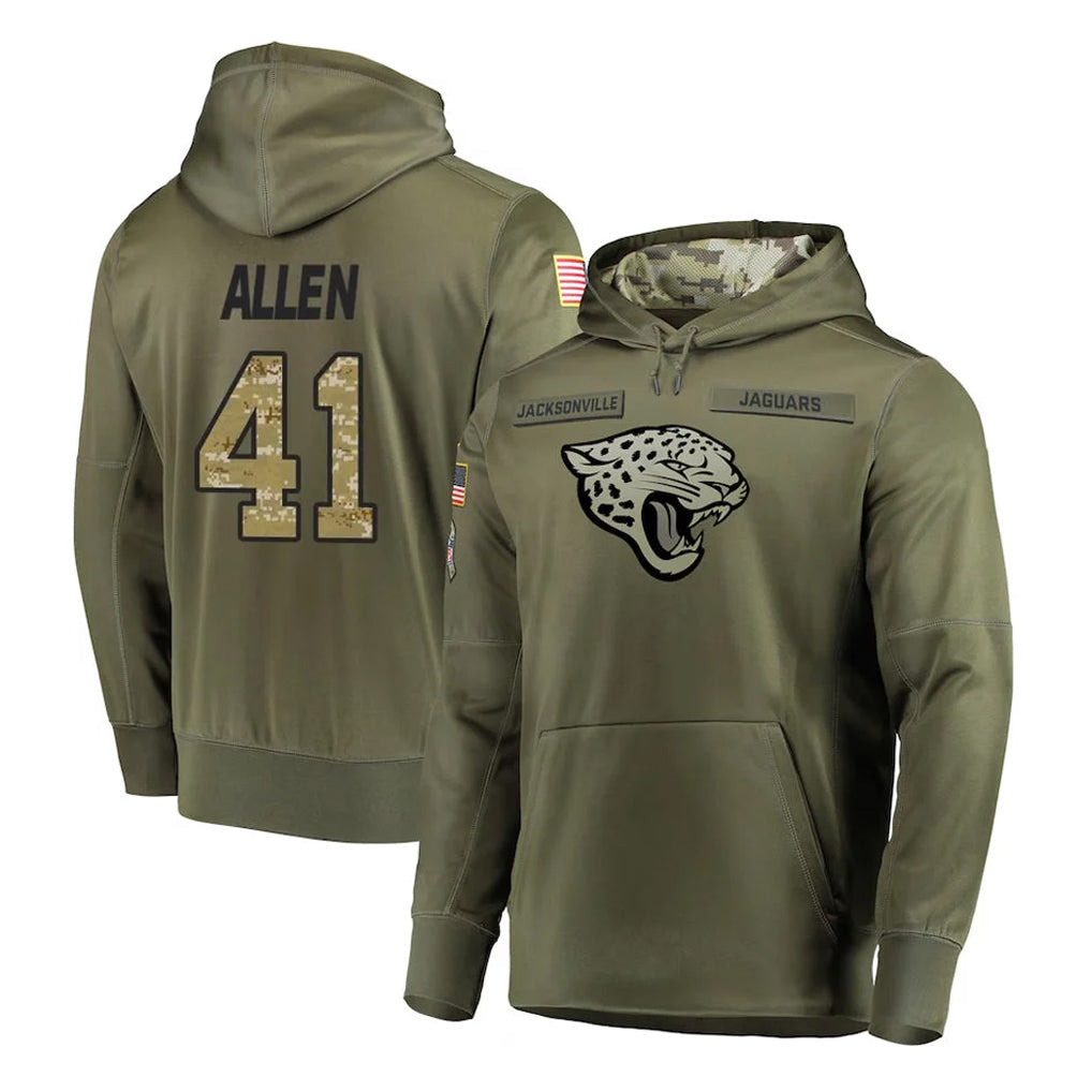 Choea J.Jaguars #41 Josh Hines-Allen Player Olive Salute to Service Pullover Hoodies Home Game Stitched Jerseys