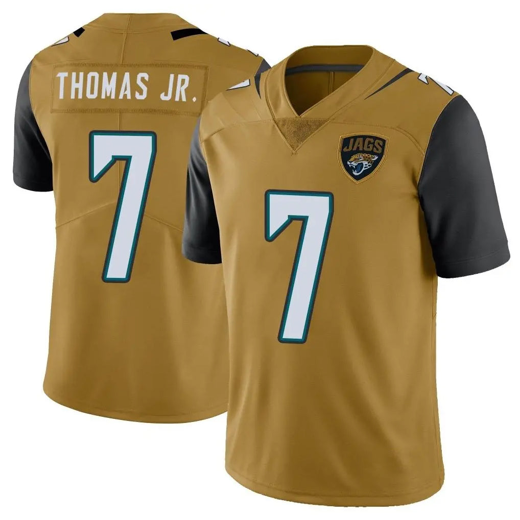 Choea J.Jaguars #7 Brian Thomas Jr. Player Gold Vapor Limited Home Game Stitched Jerseys