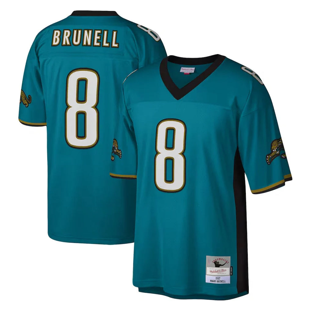 Choea J.Jaguars #8 Mark Brunell?Player Teal Mitchell & Ness Legacy Home Game Stitched Jerseys