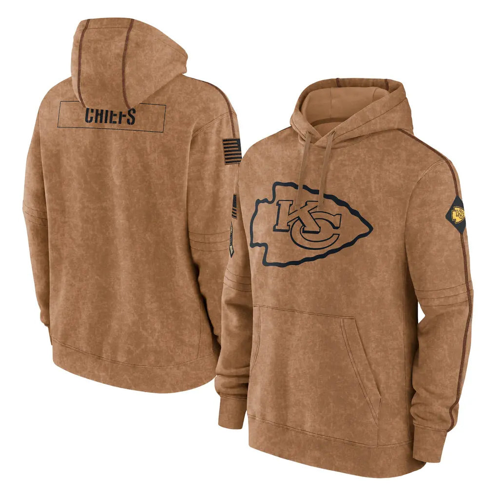 Choea KC.Chiefs Brown Salute to Service Hoodies Limited Game Blank Player Stitched Jerseys