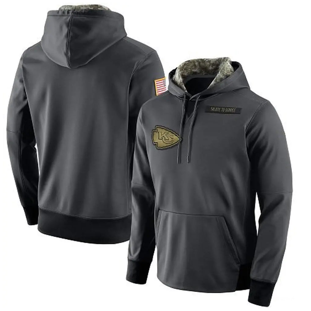 Choea KC.Chiefs Gray Salute to Service Hoodies Limited Game Blank Player Stitched Jerseys