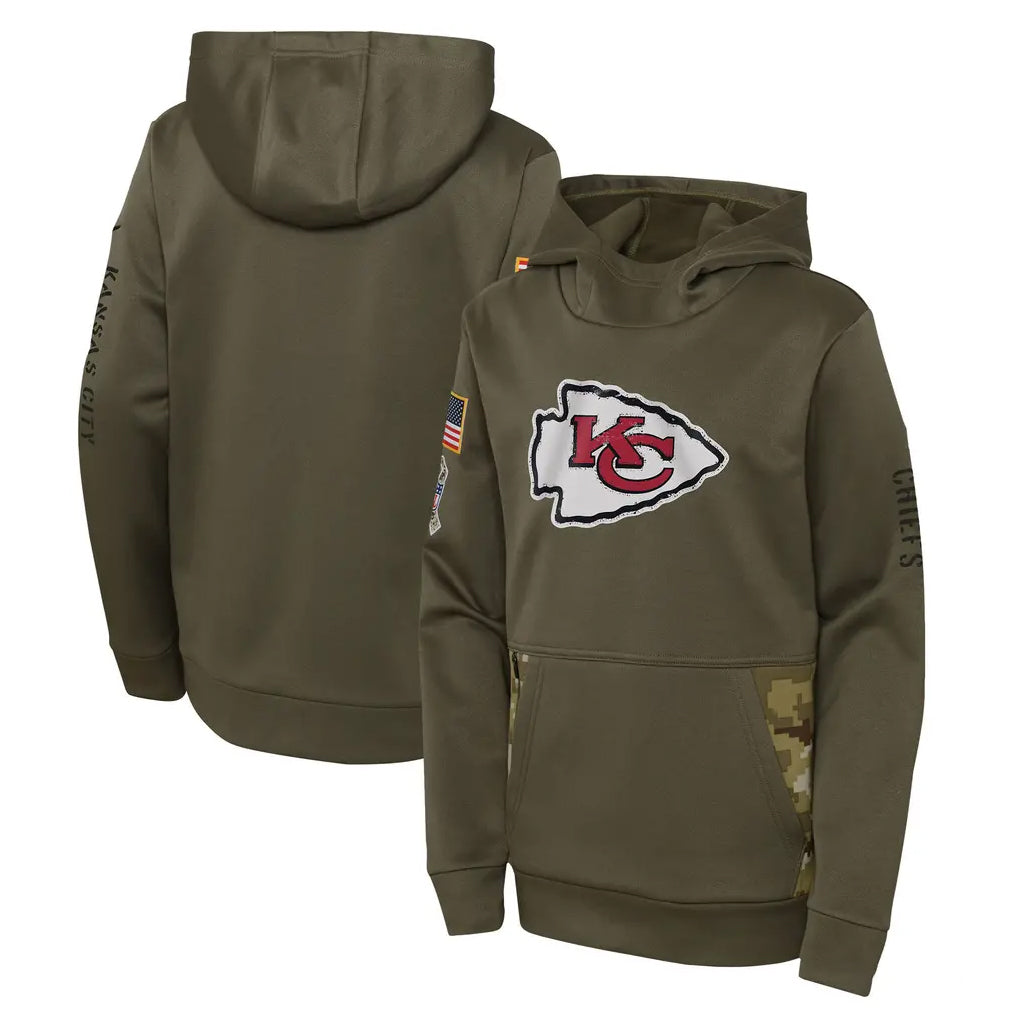 Choea KC.Chiefs Olive Salute to Service Therma Performance Pullover Hoodie Limited Game Stitched Jerseys
