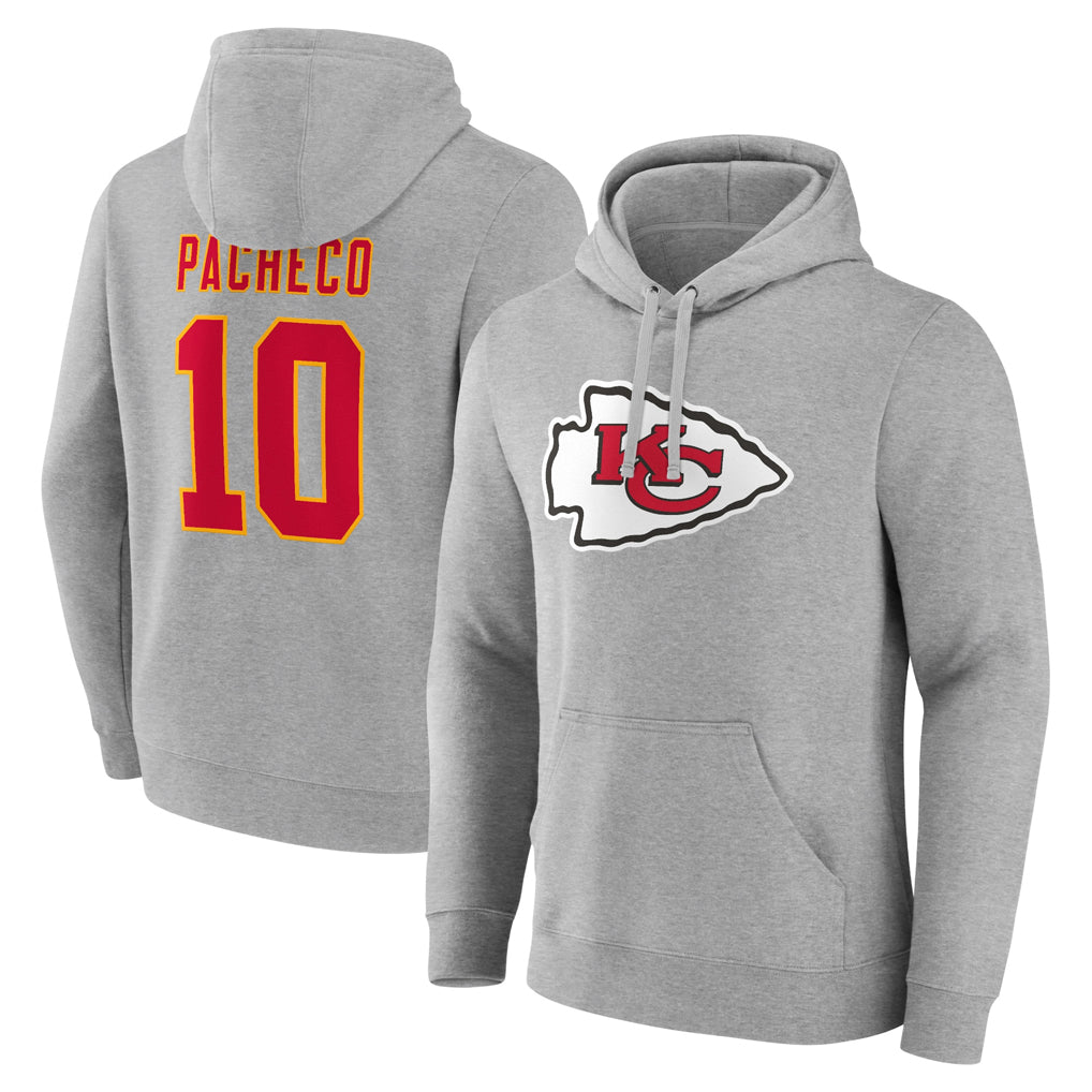 Choea KC.Chiefs #10 Isiah Pacheco Player Gray Pullover Hoodies Stitched Jerseys