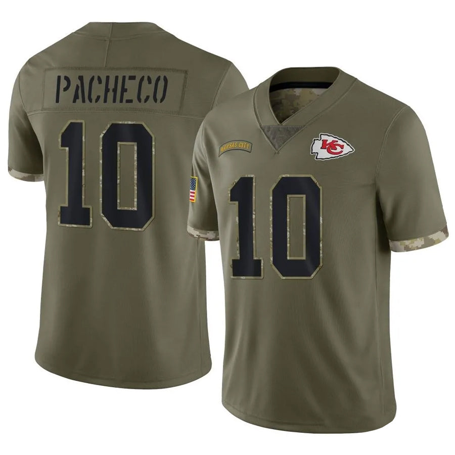 Choea KC.Chiefs #10 Isiah Pacheco Player Olive Salute To Service Stitched Jerseys
