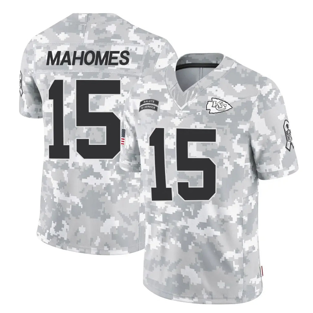 Choea KC.Chiefs #15 Patrick Mahomes Player Arctic Camo Salute To Service Limited Game Stitched Jerseys