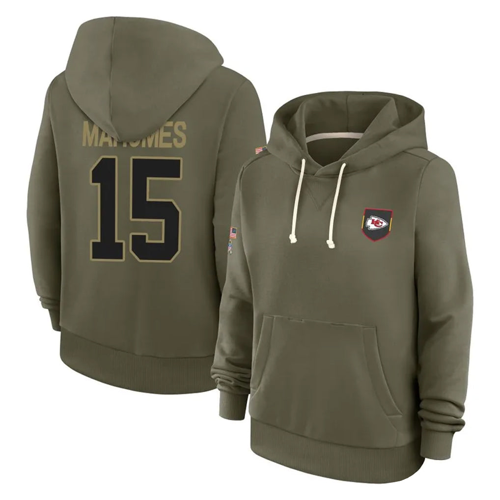 Choea KC.Chiefs #15 Patrick Mahomes Player Olive Salute to Service Hoodies Stitched Jerseys