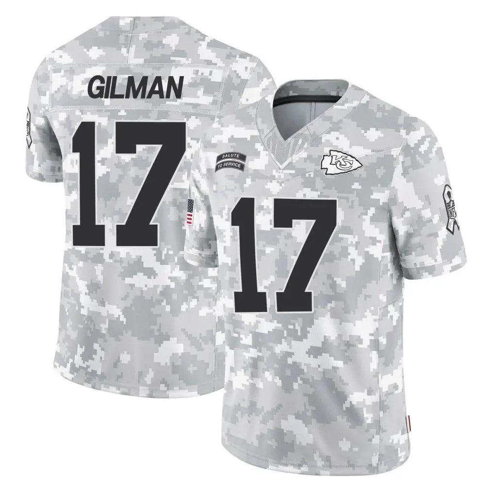 Choea KC.Chiefs #17 Alohi Gilman Player Arctic Camo Salute To Service Limited Game Stitched Jerseys