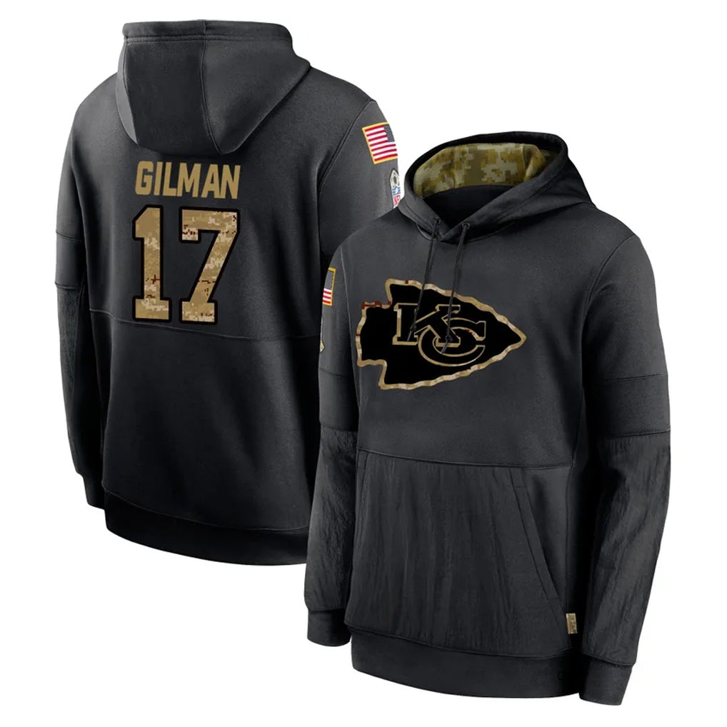 Choea KC.Chiefs #17 Alohi Gilman Player Black Salute to Service Hoodies Limited Game Stitched Jerseys