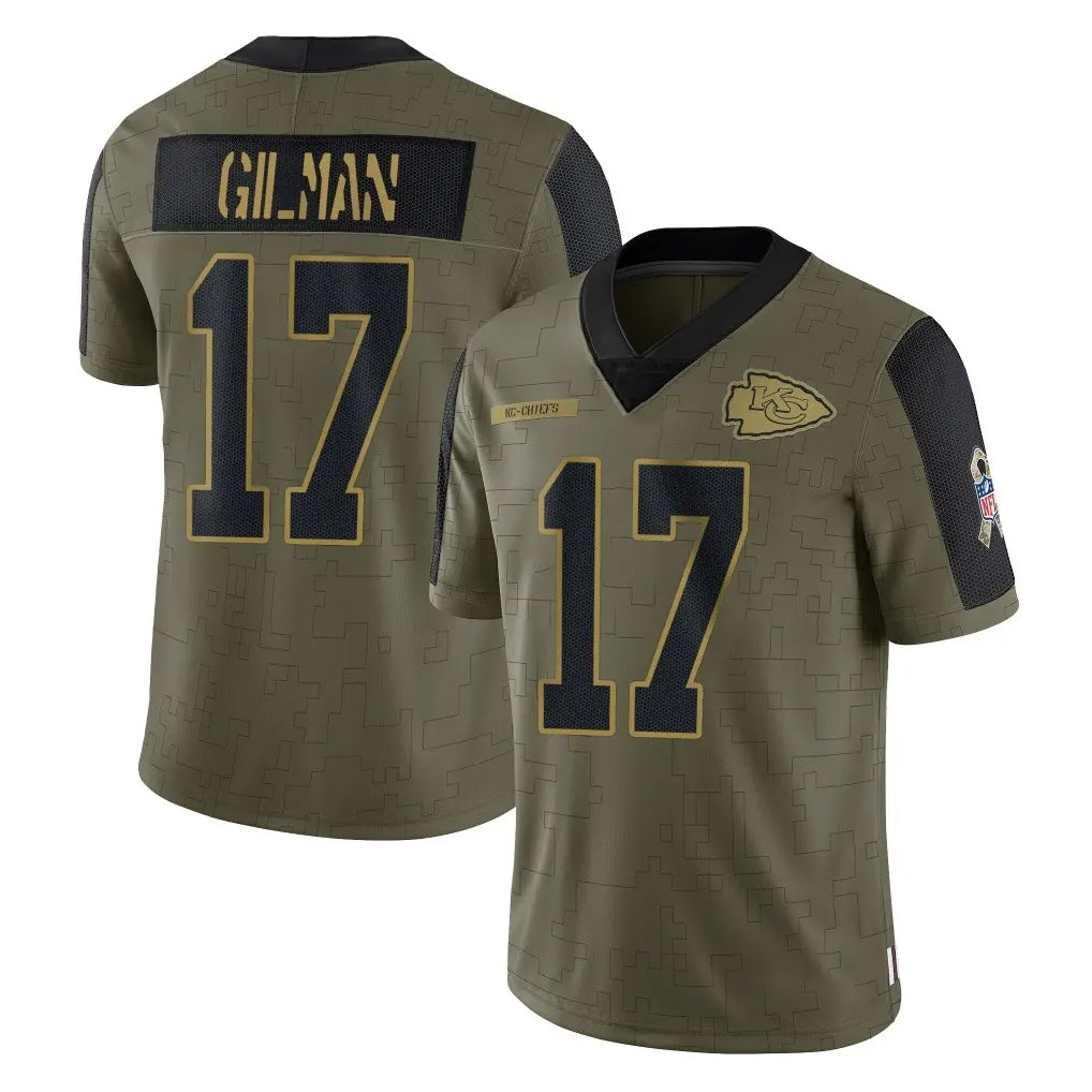 Choea KC.Chiefs #17 Alohi Gilman Player Olive Salute To Service Limited Game Stitched Jerseys