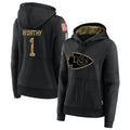 Choea KC.Chiefs #1 Xavier Worthy Player Black Salute to Service Hoodies Stitched Jerseys