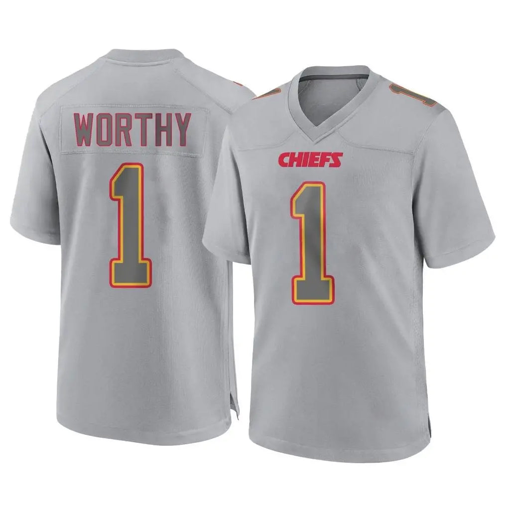 Choea KC.Chiefs #1 Xavier Worthy Player Gray Atmosphere Fashion Game Stitched Jerseys