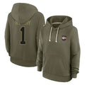 Choea KC.Chiefs #1 Xavier Worthy Player Olive Salute to Service Hoodies Stitched Jerseys