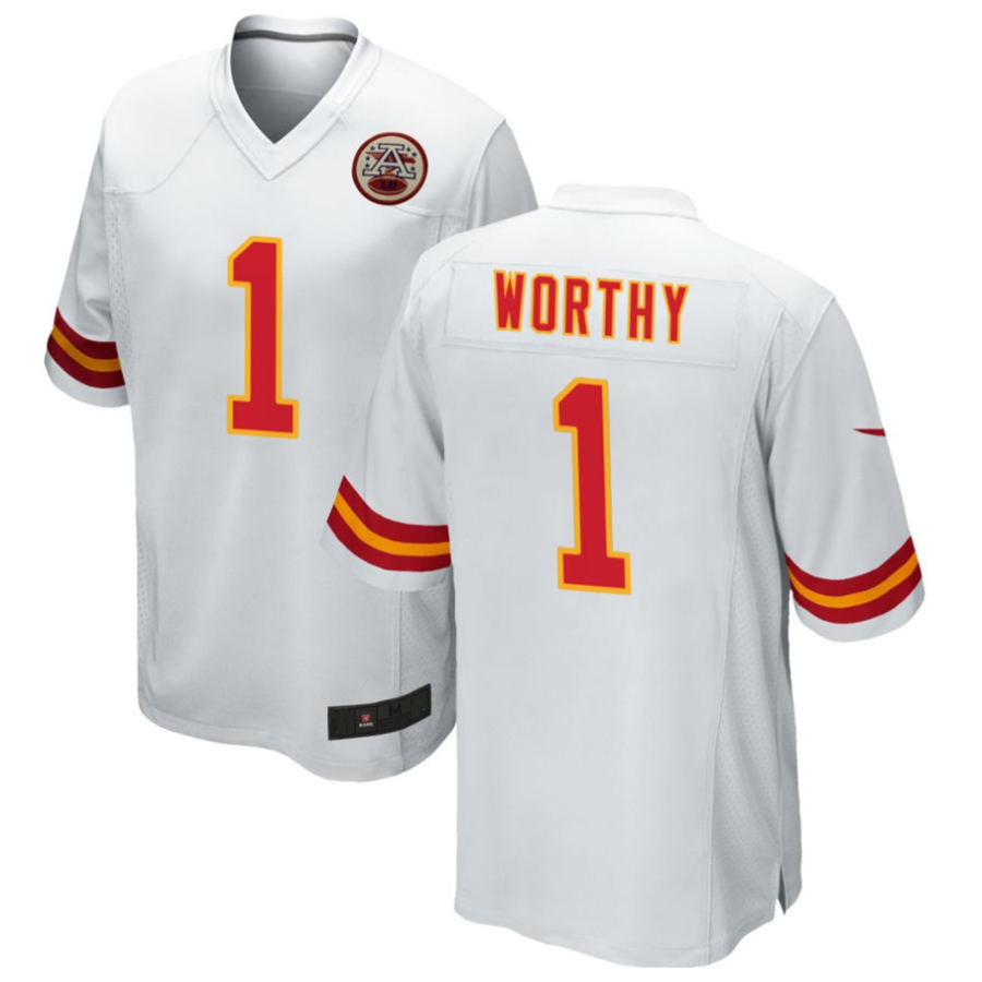 Choea KC.Chiefs #1 Xavier Worthy Player White Home Game Stitched Jerseys