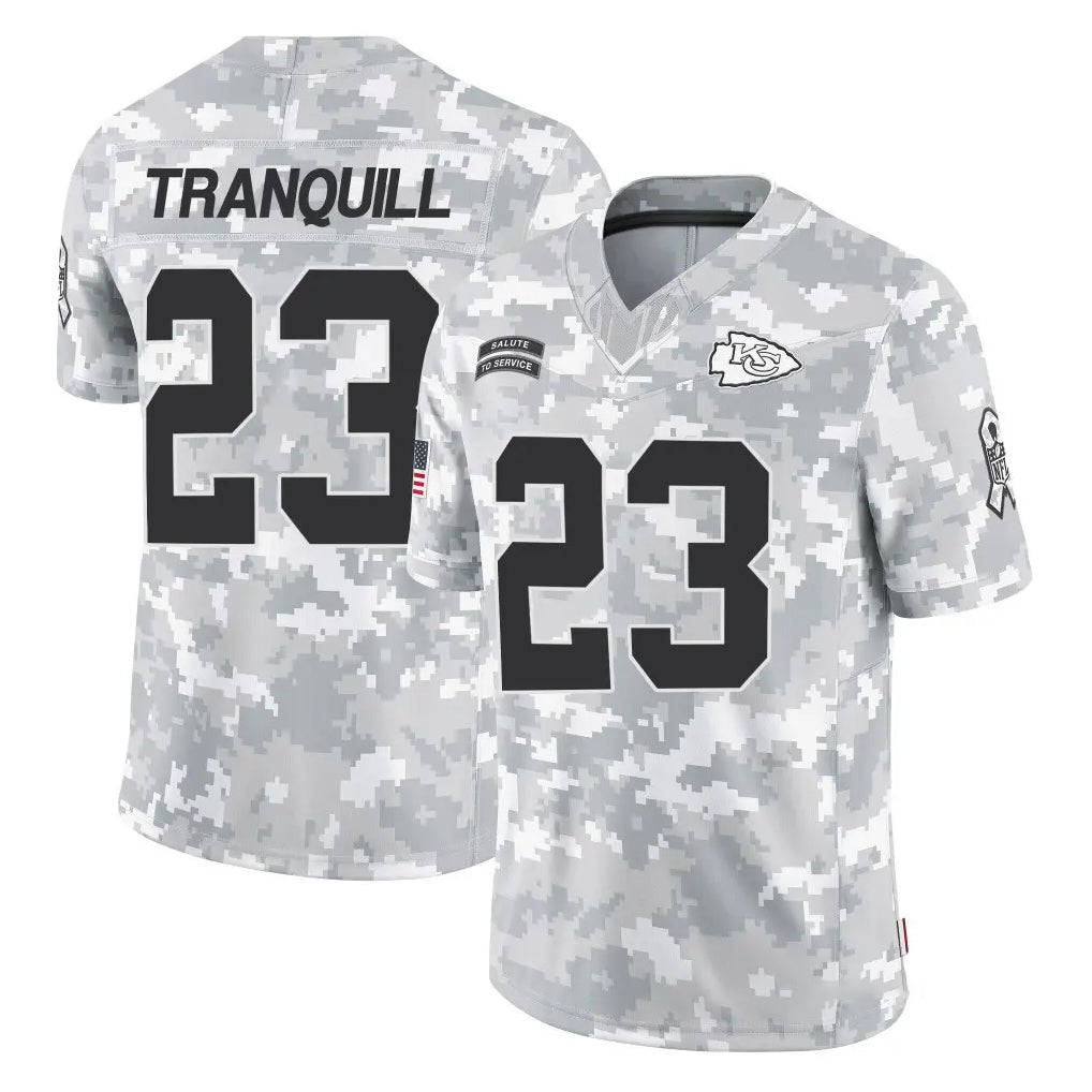Choea KC.Chiefs #23 Drue Tranquill Player Arctic Camo Salute To Service Limited Game Stitched Jerseys
