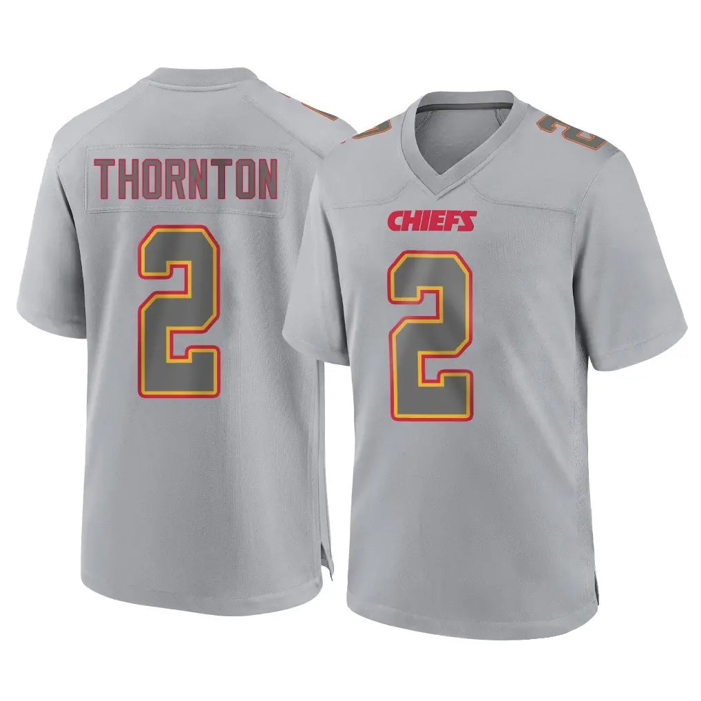 Choea KC.Chiefs #2 Tyquan Thornton Player Gray Atmosphere Fashion Game Stitched Jerseys