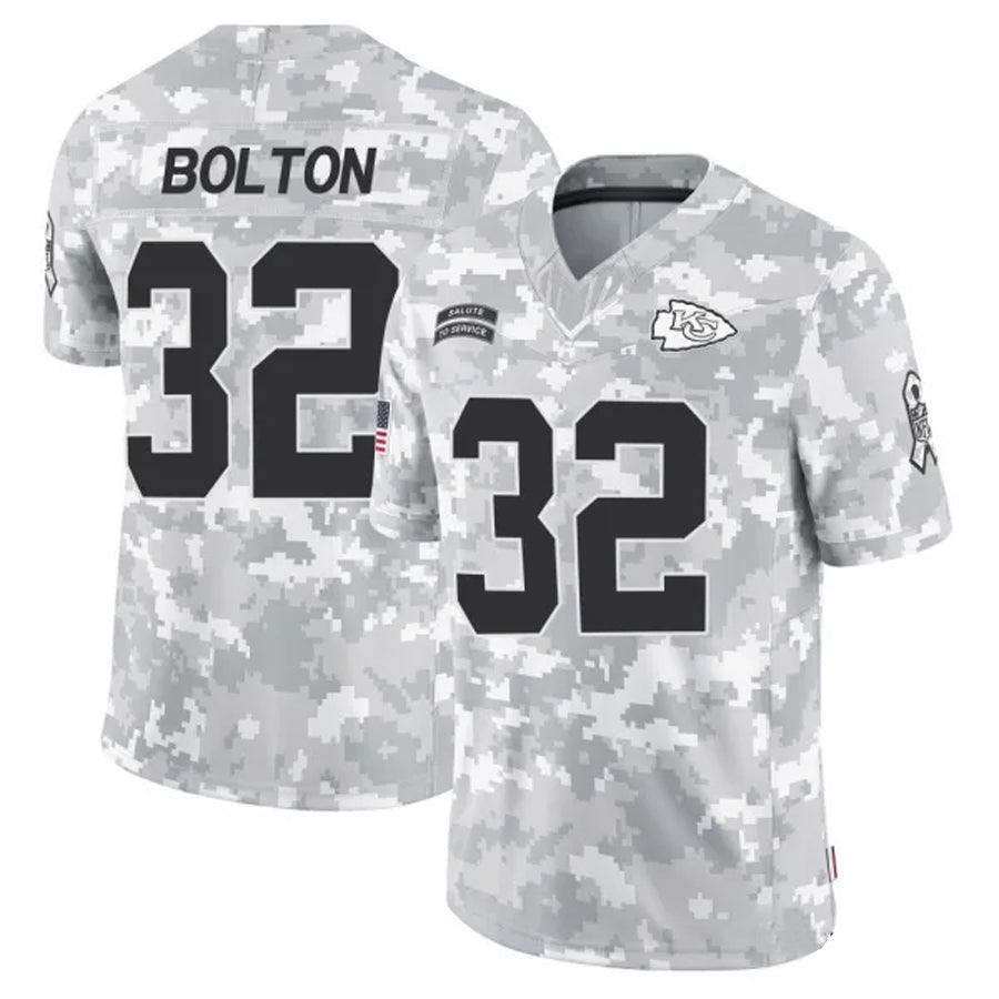 Choea KC.Chiefs #32 Nick Bolton Player Arctic Camo Salute to Service Limited Stitched Jerseys