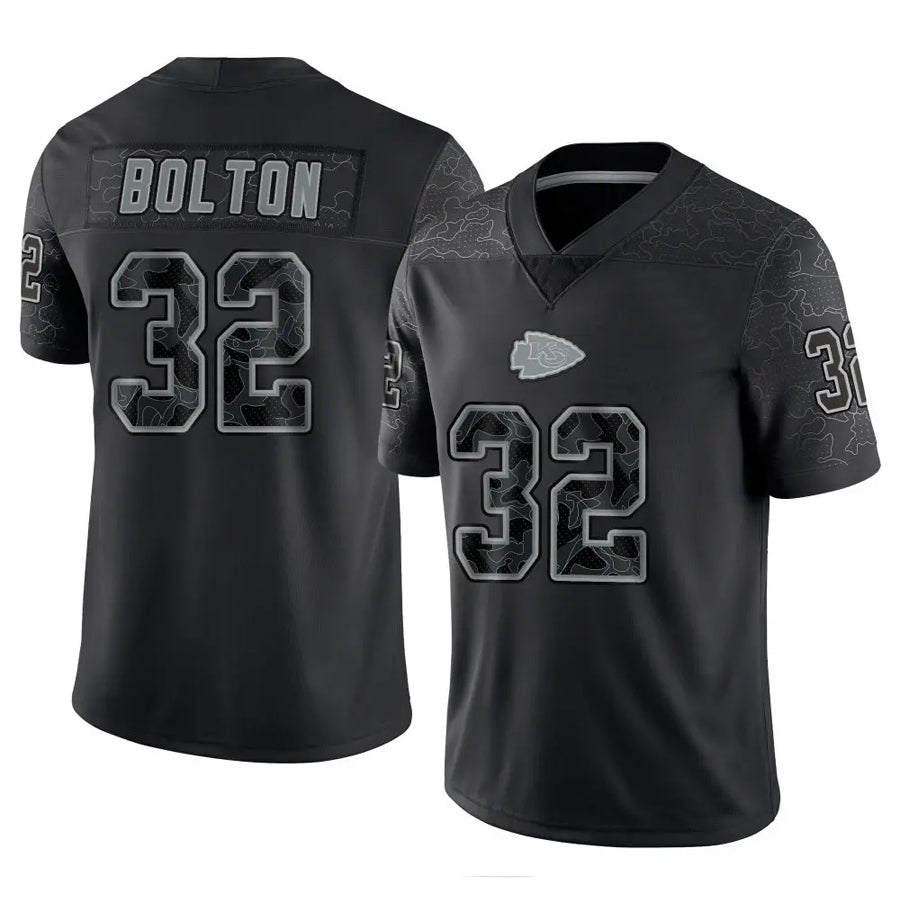 Choea KC.Chiefs #32 Nick Bolton Player Black RFLCTV Limited Stitched Jerseys