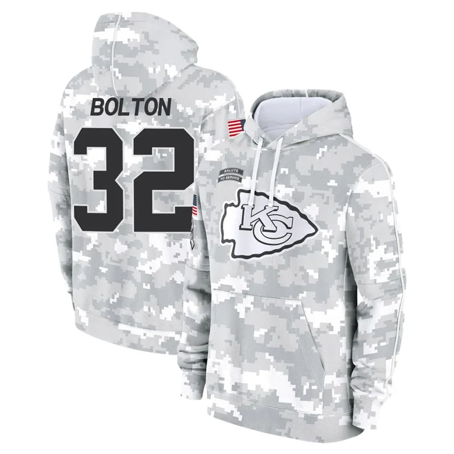 Choea KC.Chiefs #32 Nick Bolton Player Salute to Service Hoodies Stitched Jerseys