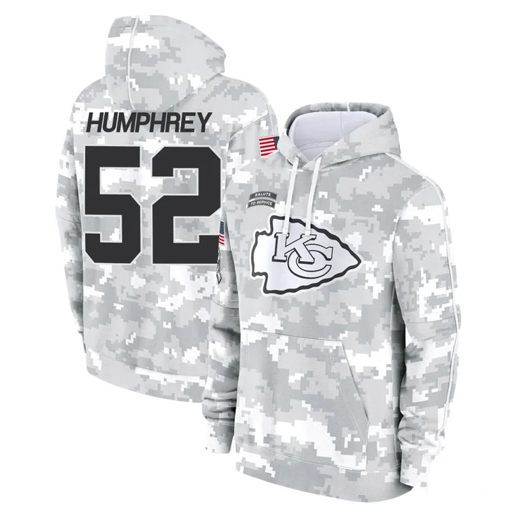 Choea KC.Chiefs #52 Creed Humphrey Player Arctic Camo Salute to Service Hoodies Limited Game Stitched Jerseys