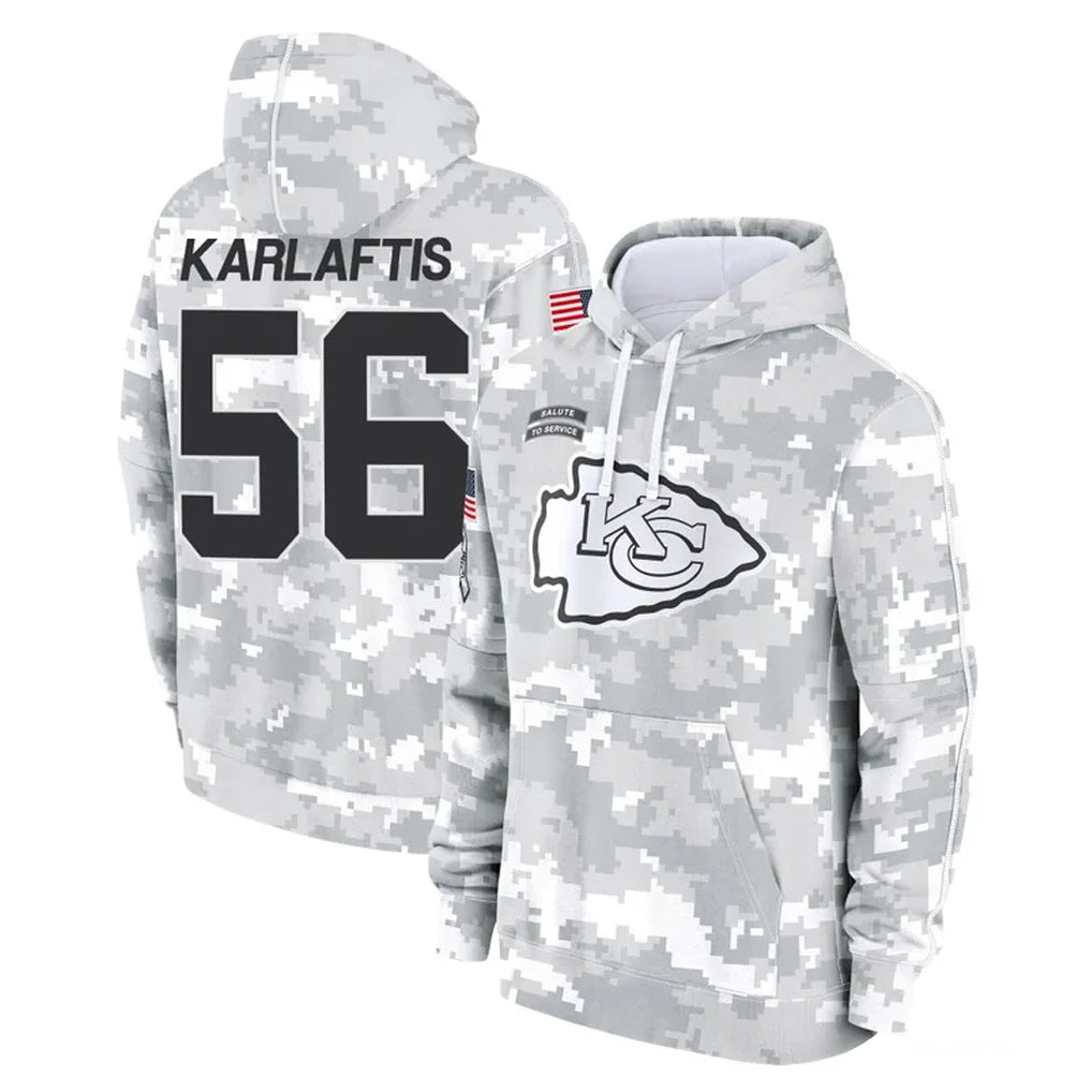 Choea KC.Chiefs #56 George Karlaftis Player Arctic Camo Salute to Service Hoodies Limited Game Stitched Jerseys