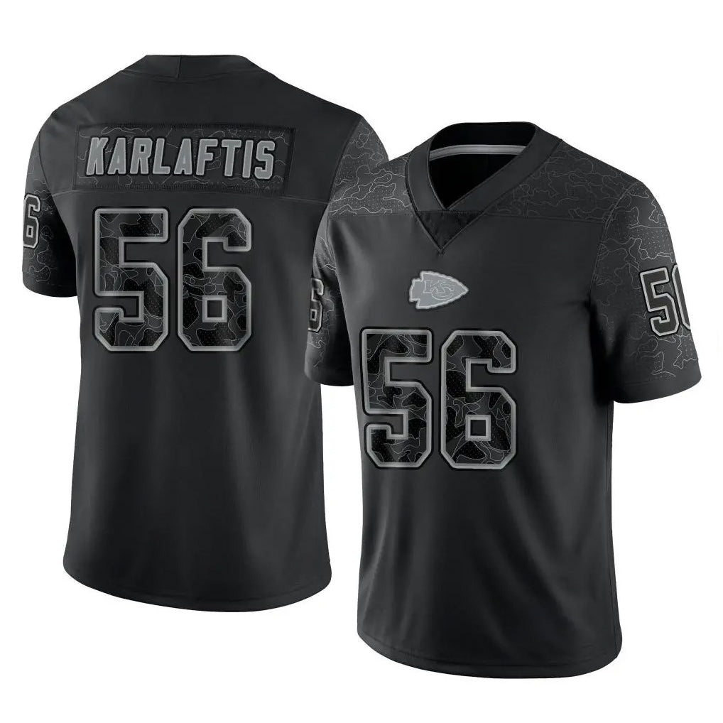 Choea KC.Chiefs #56 George Karlaftis Player Black Limited Reflective Game Stitched Jerseys