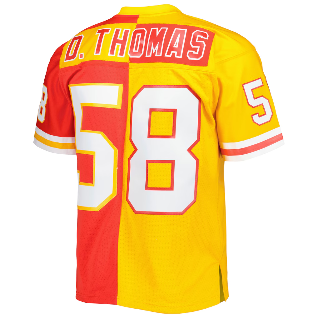 Choea KC.Chiefs #58 Derrick Thomas Mitchell & Ness RedGold 1994 Split Legacy Replica Stitched Puhic Jersey