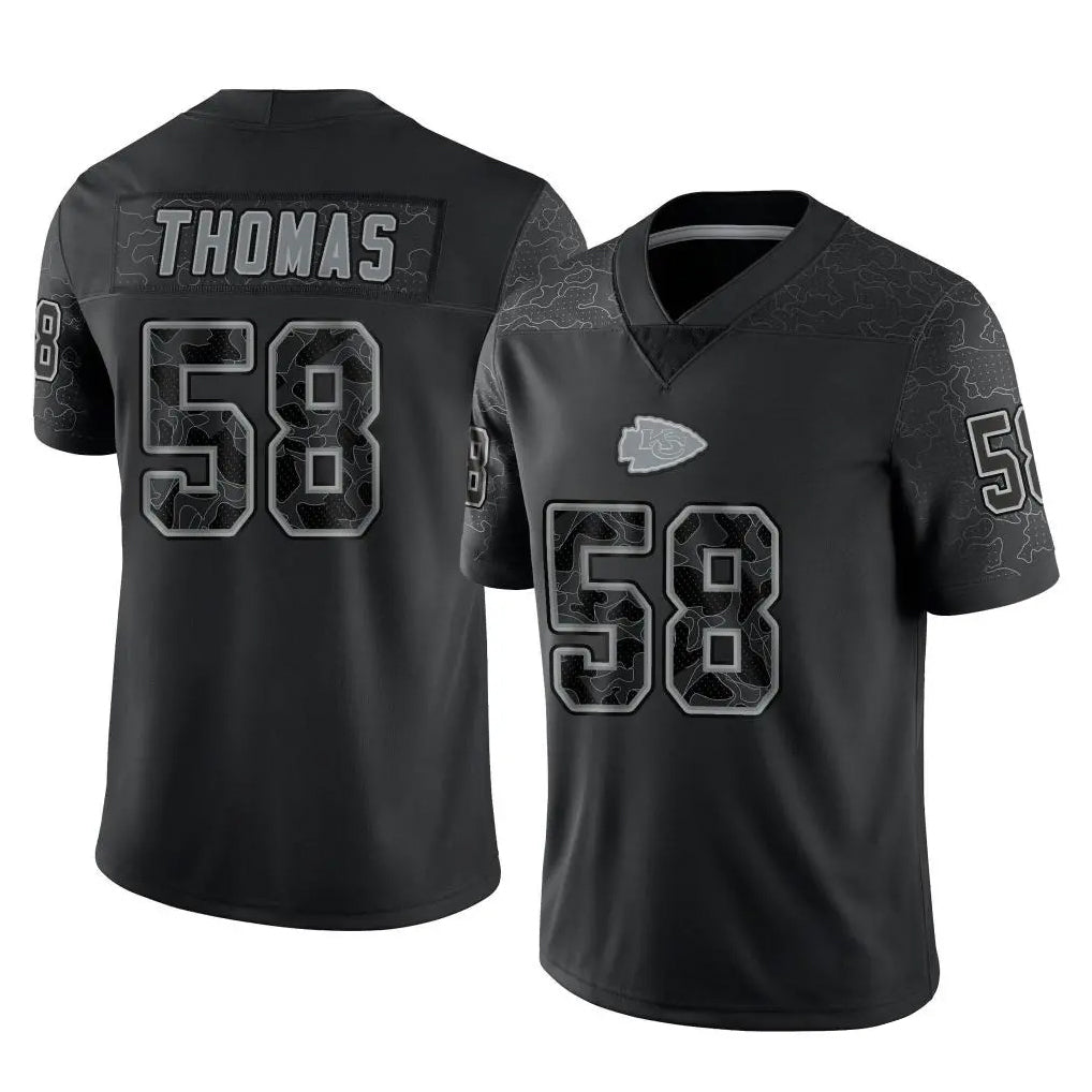 Choea KC.Chiefs #58 Derrick Thomas Player Black Limited Reflective Game Stitched Jerseys