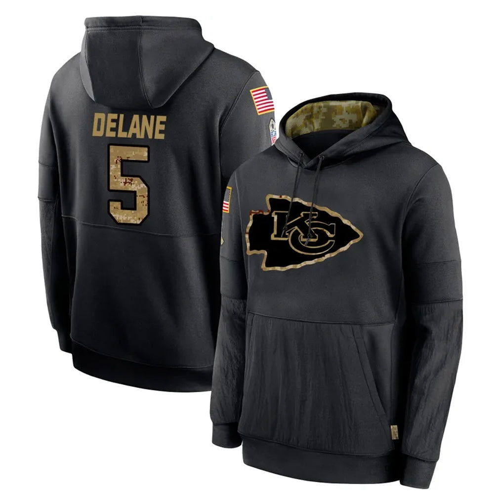 Choea KC.Chiefs #5 Mansoor Delane Player Black Salute to Service Hoodies Limited Game Stitched Jerseys