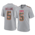Choea KC.Chiefs #5 Mansoor Delane Player Gray Atmosphere Fashion Game Stitched Jerseys