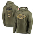 Choea KC.Chiefs #5 Mansoor Delane Player Olive Salute to Service Pullover Hoodies Home Game Stitched Jerseys