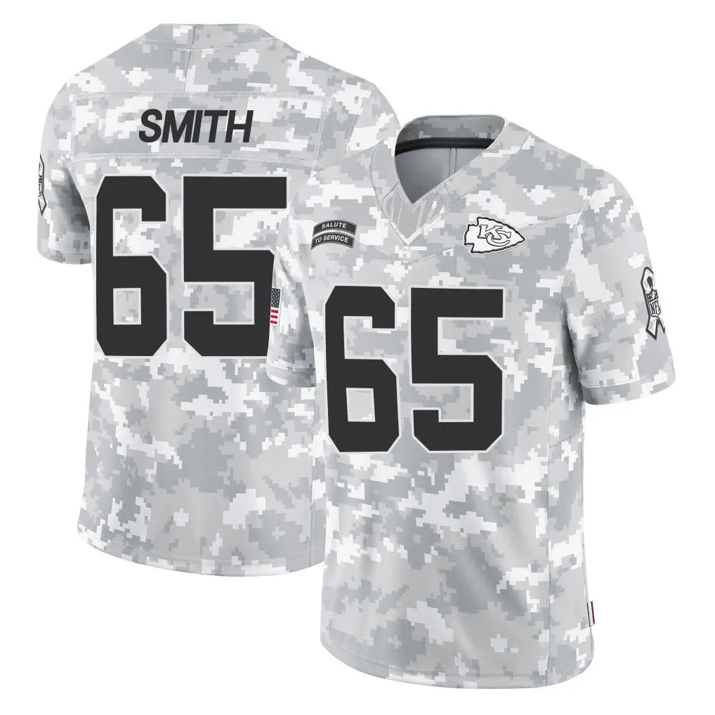 Choea KC.Chiefs #65 Trey Smith Player Arctic Camo Salute To Service Limited Game Stitched Jerseys