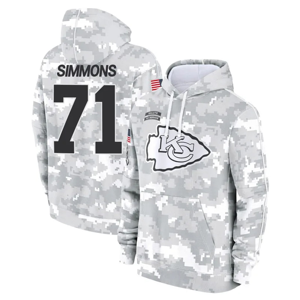 Choea KC.Chiefs #71 Josh Simmons Player Arctic Camo Salute to Service Hoodies Limited Game Stitched Jerseys