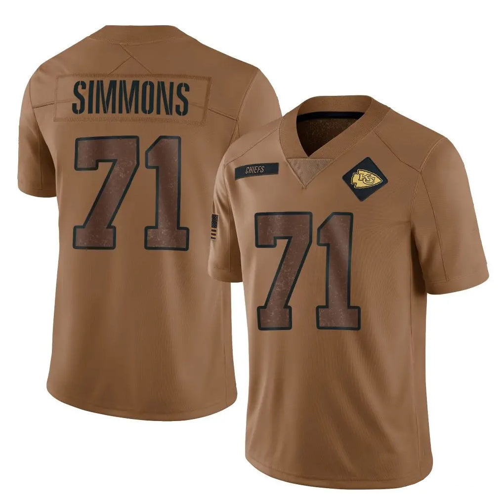 Choea KC.Chiefs #71 Josh Simmons Player Brown Salute To Service Limited Stitched Jerseys