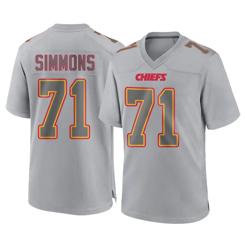 Choea KC.Chiefs #71 Josh Simmons Player Gray Atmosphere Fashion Game Stitched Jerseys