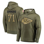 Choea KC.Chiefs #71 Josh Simmons Player Olive Salute to Service Pullover Hoodies Home Game Stitched Jerseys